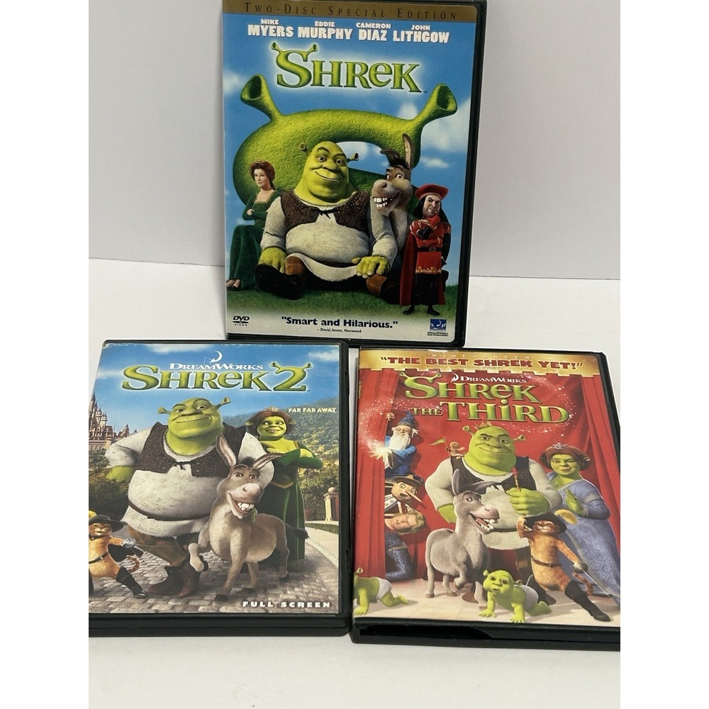 Shrek 1, Shrek 2, Shrek 3, Dvd Movie Lot-Dreamworks Shrek 1,2,3 Dvd's
